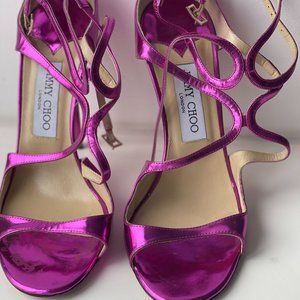 Jimmy Choo Lang 100mm Stiletto Heel Metallic Pink